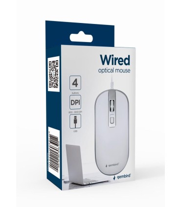 GEMBIRD MOUSE USB OPTICAL WHITE/SILVER/MUS-4B-06-WS 