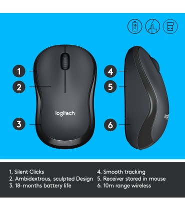 LOGITECH MOUSE USB OPTICAL WRL M220/SILENT B/G 910-004878 
