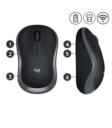 LOGITECH MOUSE USB OPTICAL WRL M185/GREY 910-002238 