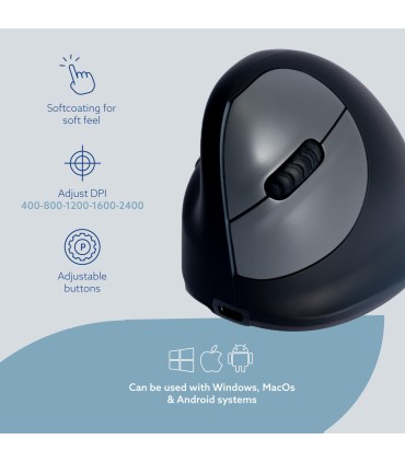 R-GO TOOLS MOUSE USB OPTICAL WRL/LEFT BLACK RGOHEWLL 