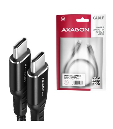 AXAGON CABLE USB-C TO USB-C 1.5M 60W/HQ BLACK BUCM-CM15AB 