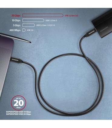 AXAGON CABLE USB-C TO USB-C 2M 100W/BLACK BUCM32-CM20AB 