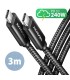 AXAGON CABLE USB-C TO USB-C 3M 240W/BRAID BLK BUCM2-CM30AB 