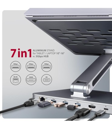 AXAGON NB ACC STAND 10-16" + I/O HUB/7IN1 HMC-STND 