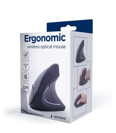 GEMBIRD MOUSE USB OPTICAL WRL BLACK/ERGONOMIC MUSW-ERGO-01 