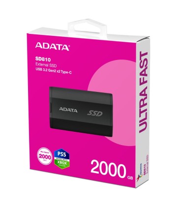 ADATA External SSD  SD810 2TB USB-C Write speed 2000 MBytes/sec Read speed 2000 MBytes/sec SD810-2000G-CBK