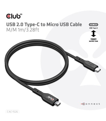 CLUB3D CABLE USB TO MICRO USB 1M/M/M CAC-1526 
