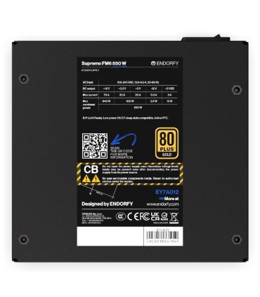 ENDORFY Power Supply  SUPREMO FM6 850 Watts Efficiency 80 PLUS GOLD MTBF 100000 hours EY7A012