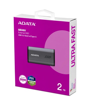 ADATA External SSD  SE880 2TB USB-C Write speed 2000 MBytes/sec Read speed 2000 MBytes/sec AELI-SE880-2TCGY