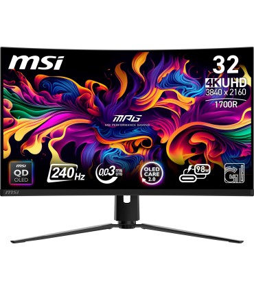 MSI Monitor  MPG 321CURX QD-OLED 31.5" Gaming/Curved/4K Panel QD-OLED 3840x2160 16:9 240 Hz 0.03 ms MPG321CURXQD-OLED