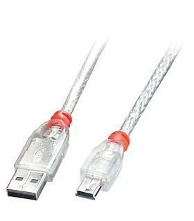 LINDY CABLE USB2 A TO MINI-B 0.5M/TRANSPARENT 41781 