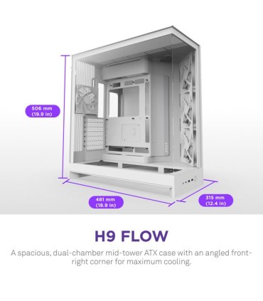 NZXT Case  ATX/micro ATX/Mini-ITX/EATX White Midi Tower PC CM-H92FW-01