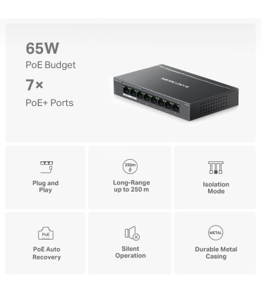 MERCUSYS Switch  MS108GP PoE+ ports 7 MS108GP