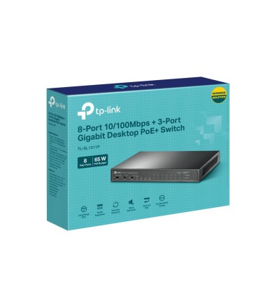 TP-LINK Switch  Desktop/pedestal 8x10Base-T / 100Base-TX 1xSFP 2xRJ45 PoE+ ports 8 65 Watts TL-SL1311P