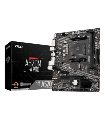 MSI Mainboard  AMD A520 SAM4 MicroATX 1xPCI-Express 3.0 1x 1xPCI-Express 3.0 16x 1xM.2 Memory DDR4 Memory slots 2 1xDVI 1xHDMI 2