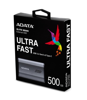 ADATA External SSD  SE880 500GB USB-C Write speed 2000 MBytes/sec Read speed 2000 MBytes/sec AELI-SE880-500GCGY