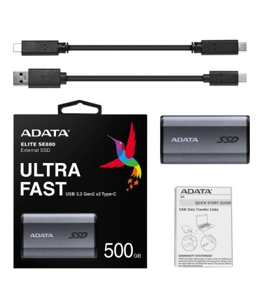 ADATA External SSD  SE880 500GB USB-C Write speed 2000 MBytes/sec Read speed 2000 MBytes/sec AELI-SE880-500GCGY