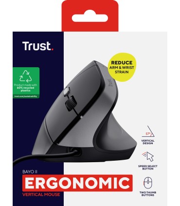 TRUST MOUSE USB OPTICAL BAYO II/ERGONOMIC BLACK 25144 