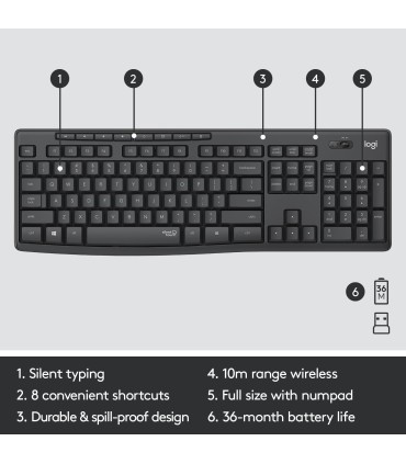 LOGITECH KEYBOARD +MOUSE COMBO MK295/ENG 920-009800 