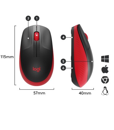 LOGITECH MOUSE USB OPTICAL WRL M190/RED 910-005908 