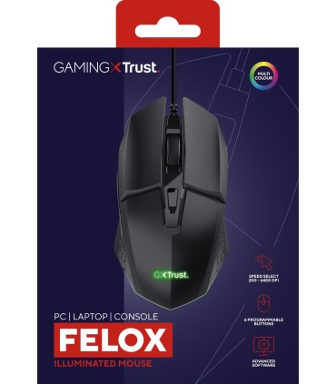 TRUST MOUSE USB OPTICAL GAMING BLACK/GXT 109 FELOX 25036 