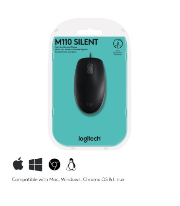 LOGITECH MOUSE USB OPTICAL B110 SILENT/BLACK 910-005508 