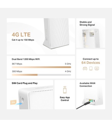 MERCUSYS Wireless Router  Router LAN \ WAN ports 1 4G MB130-4G