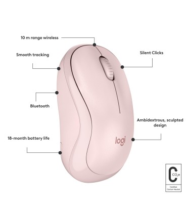 LOGITECH MOUSE BLUETH OPTICAL M240/ROSE 910-007121 