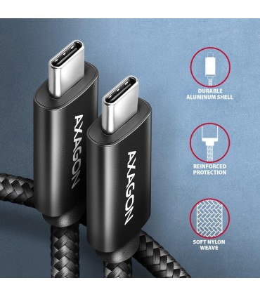 AXAGON CABLE USB-C TO USB-C 2M 240W/BRAID BLK BUCM2-CM20AB 