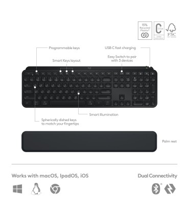 LOGITECH KEYBOARD +MOUSE COMBO MXKEYS S/BLACK 920-011614 